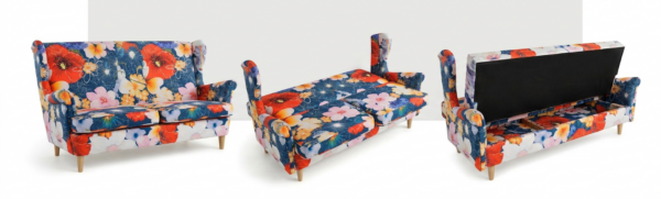 Wersalka Uszak rozkładana pojemnik kwiaty maki designerska BLU Print Family — widoki produktu