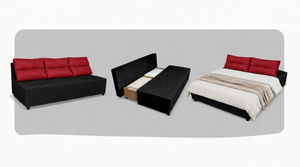 Kanapa Sofa rozkładana spania pojemnik czarno czerwon Kimo Duo Family Meble — widoki produktu