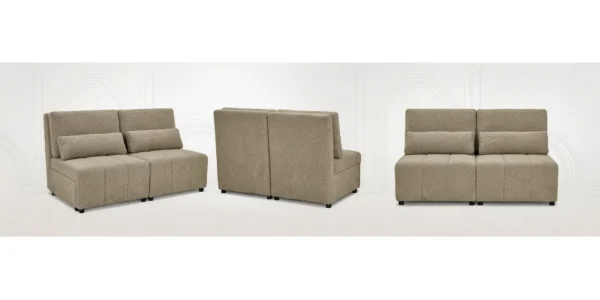 Kanapa 2 os sofa rozkładana spania pojemnik beż welur wygodna KIMO Family — widoki produktu