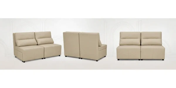 Kanapa 2 os sofa rozkładana spania pojemnik beż ekoskóra Kimo Family Meble — widoki produktu