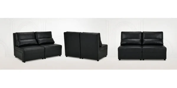 Kanapa 2 os sofa rozkładana spania poj czarny ekoskóra KIMO Family Meble — widoki produktu