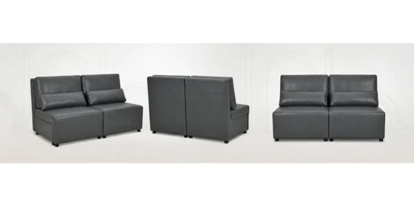 Kanapa 2 os sofa rozkładana spania poj szary ekoskóra KIMO Family Meble — widoki produktu