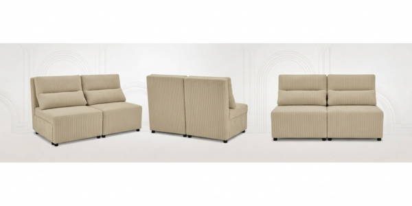 Kanapa 2 os sofa rozkładana spania pojemnik beż sztruks Kimo Family Meble — widoki produktu