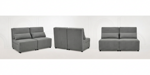 Kanapa 2 os sofa rozkładana spania pojemnik szary sztruks KIMO Family Meble — widoki produktu