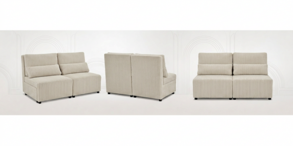Kanapa 2 os sofa rozkładana spania beż gruby sztruks Kimo Family Meble — widoki produktu