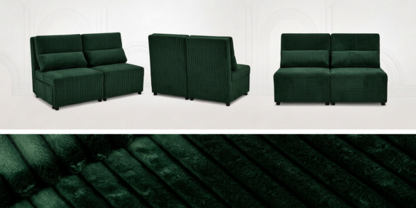Kanapa 2 os sofa rozkładana spania zielony gruby sztruks Kimo Family Meble — widoki produktu