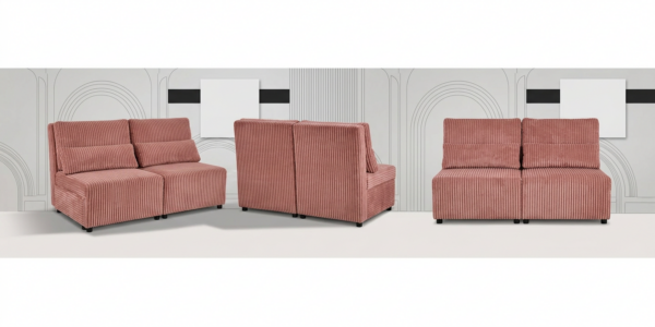 Kanapa 2 os sofa rozkładana spania róż gruby sztruks KIMO Family Meble — widoki produktu