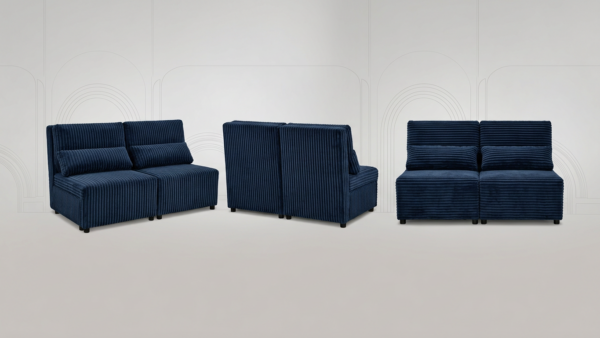 Kanapa 2 os sofa rozkładana spania granatowy gruby sztruks KIMO Family — widoki produktu