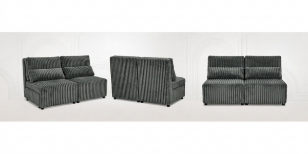 Kanapa 2 os sofa rozkładana spania szary antracyt gruby sztruks KIMO Family — widoki produktu