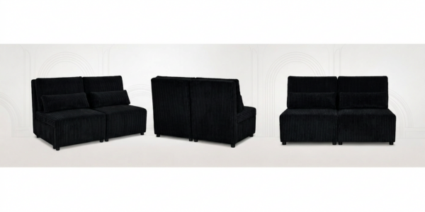 Kanapa 2 os sofa rozkładana spania czarna gruby sztruks KIMO Family Meble — widoki produktu