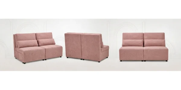Kanapa 2 os sofa rozkładana spania pojemnik różowa welur do salonu KIMO — widoki produktu
