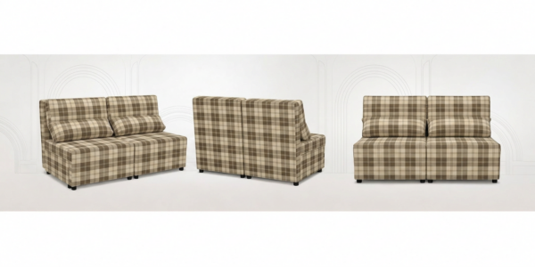 Kanapa 2 os sofa rozkładana spania pojemnik brąz kratka KIMO Family Meble — widoki produktu