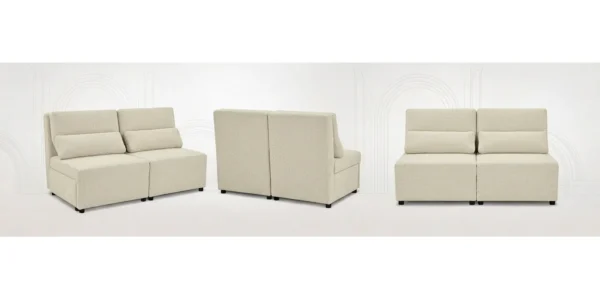 Kanapa 2 os sofa rozkładana spania pojemnik beż welur KIMO Family Meble — widoki produktu
