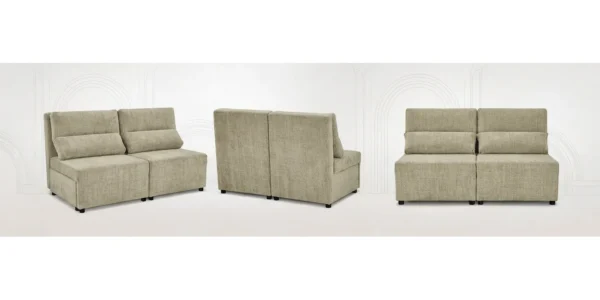 Kanapa 2 os sofa rozkładana spania pojemnik beżowy welur KIMO Family Meble — widoki produktu
