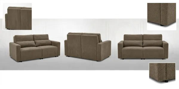 Kanapa 2 os sofa rozkładana spania pojemnik brąz cappuccino welur Komo — widoki produktu