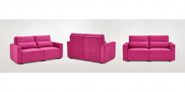 Kanapa 2 os sofa rozkładana spania pojemnik różowa salonu KOMO Family Meble — widoki produktu