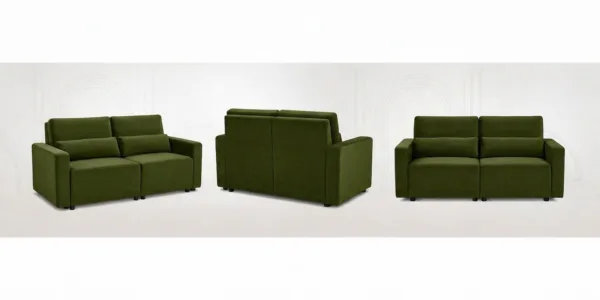 Kanapa 2 os sofa rozkładana spania pojemnik jasno zielony khaki Komo Family — widoki produktu