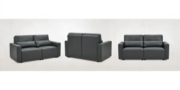 Kanapa 2os sofa rozkładana spania pojemnik szara ekoskóra Komo Family Meble — widoki produktu