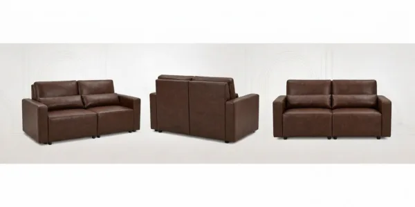 Kanapa 2 os sofa rozkładana spania pojemnik brąz ekoskóra Komo Family Meble — widoki produktu