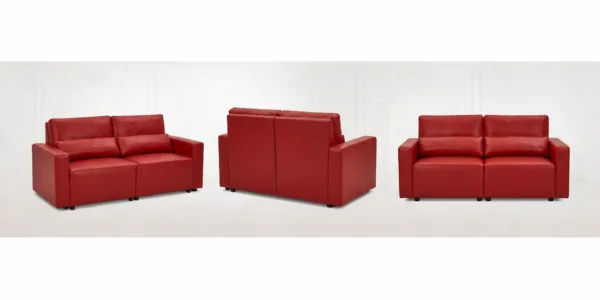 Kanapa 2 os sofa rozkładana spania poj czerwony ekoskóra Komo Family Meble — widoki produktu