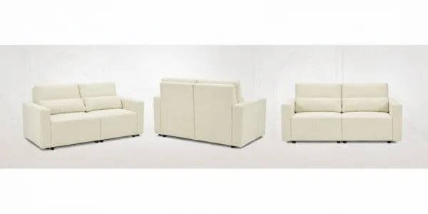 Kanapa 2 os sofa rozkładana spania pojemnik beż welur salonu KOMO Family — widoki produktu