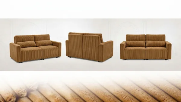 Kanapa 2 os sofa rozkładana spania pojemnik rudy sztruks wygodna Komo — widoki produktu