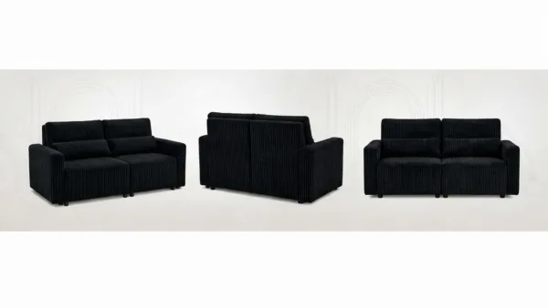 Kanapa 2os sofa rozkładana spania pojemnik czarny sztruks Komo Family Meble — widoki produktu