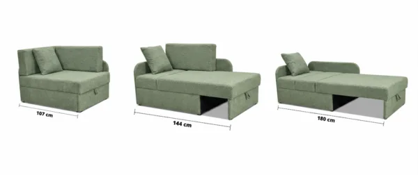 Łóżko dziecięce sofa kanapa rozkładana pojemnik Denis miętowy Family Meble — widoki produktu