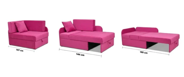 Łóżko dziecięce sofa kanapa rozkładana pojemnik różowy Denis Family Meble — widoki produktu