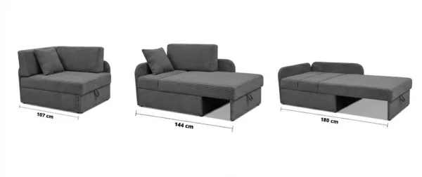 Łóżko dziecięce sofa kanapa szary grafit welur wygodna Denis Family Meble — widoki produktu
