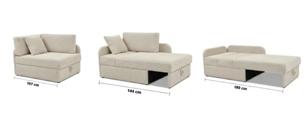 Łóżko dziecięce sofa kanapa beż gruby sztruks premium Denis Family Meble — widoki produktu