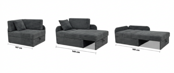 Łóżko dziecięce sofa kanapa szary antracyt gruby sztruks Denis Family Meble — widoki produktu