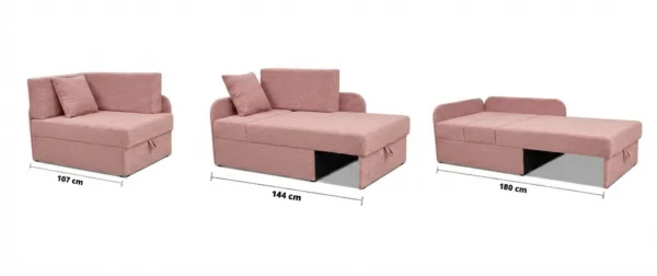 Łóżko dziecięce sofa kanapa różowe dla dziewczynki welur Denis Family Meble — widoki produktu