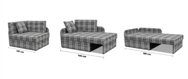 Łóżko dziecka sofa kanapa szary kratka pleciona wygodna Denis Family Meble — widoki produktu