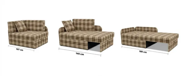 Łóżko dziecięce sofa kanapa rozkładana poj brąz kratka DENIS Family Meble — widoki produktu