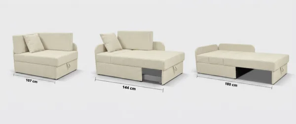Łóżko dziecięce sofa kanapa beż welur szenil premium Denis Family Meble — widoki produktu