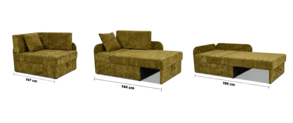 Łóżko dziecięce sofa kanapa zielony jasny welur szenil Denis Family Meble — widoki produktu