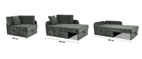 Łóżko dziecięce sofa kanapa rozkładana pojemnik szenil szary Denis Family — widoki produktu
