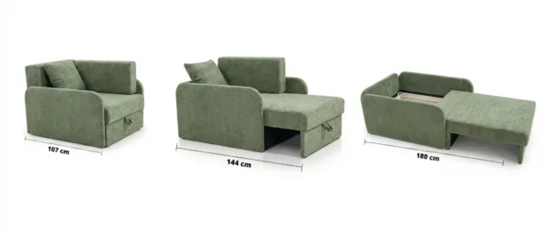 Łóżko dziecięce sofa kanapa rozkładana pojemnik miętowy Denis 3B Family — widoki produktu