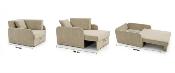 Łóżko dziecięce sofa kanapa beżowy welur do salonu Denis 3B Family Meble — widoki produktu