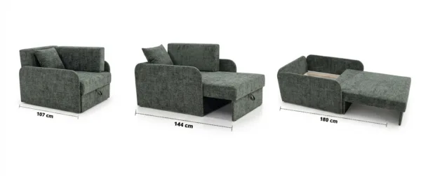Łóżko dziecięce sofa kanapa rozkładana pojemnik szary Denis 3B Family Meble — widoki produktu