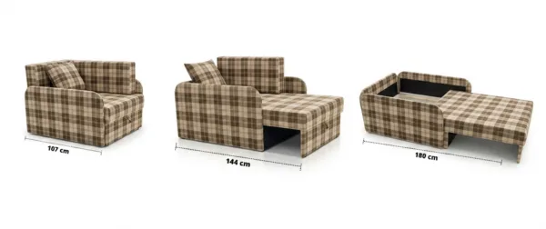 Łóżko dziecięce sofa kanapa kratka pojemnik brąz Denis 3B Family Meble — widoki produktu