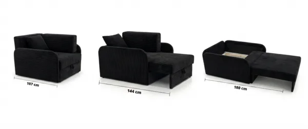 Łóżko dziecięce sofa kanapa czarny welur wygodny Denis 3B Family Meble — widoki produktu
