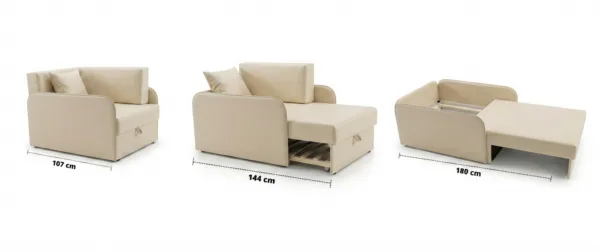 Łóżko dziecięce sofa kanapa rozkładana ekoskóra beż Denis 3B Family Meble — widoki produktu