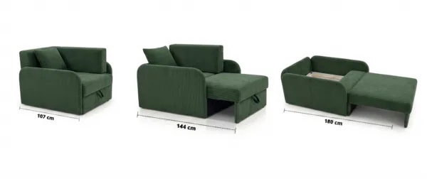 Łóżko dziecięce sofa kanapa butelkowa zieleń welur Denis 3B Family Meble — widoki produktu