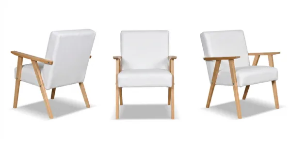 Fotel w stylu PRL retro krzesło vintage ekoskóra biały Soler Family Meble — widoki produktu