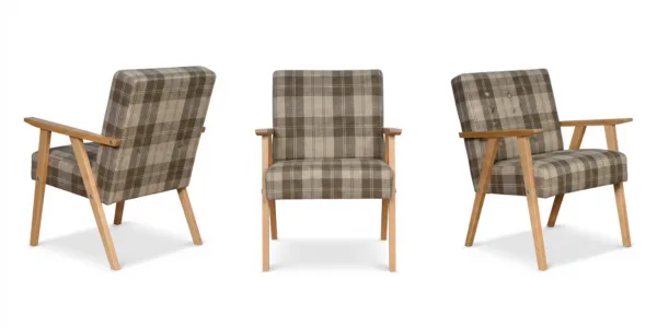 Fotel w stylu PRL retro krzesło vintage plecionka brąz Soler Family Meble — widoki produktu