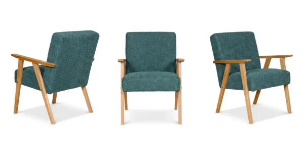 Zestaw 2 foteli w stylu PRL retro krzesło vintage niebieski Soler Family — widoki produktu