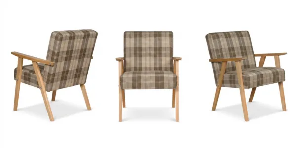 Zestaw 2 foteli w stylu PRL retro krzesło vintage plecionka brąz Soler — widoki produktu
