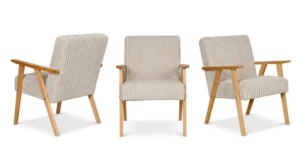 Zestaw 2 foteli PRL retro krzesło vintage sztruks beżowy Soler Family Meble — widoki produktu